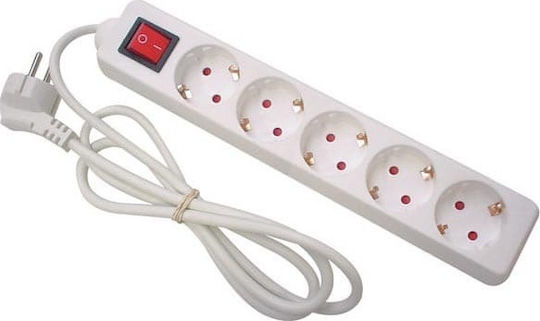 Adeleq Power Strip 5 Positions with Switch and Cable 1.5m