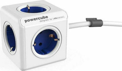 Allocacoc Extended 5-Outlet PowerCube 1.5m Blue Γαλλικού Τύπου