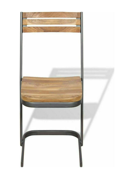 Kitchen Wooden Chair Teak 33x39x75cm 2pcs