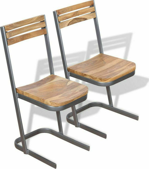 Καρέκλες Κουζίνας Ξύλινες Teak 2τμχ 33x39x75εκ.
