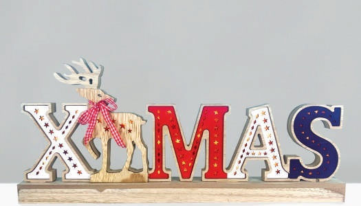 Aca Illuminated Christmas Wooden Figure Sign Height 45cm Wooden Xmas 2