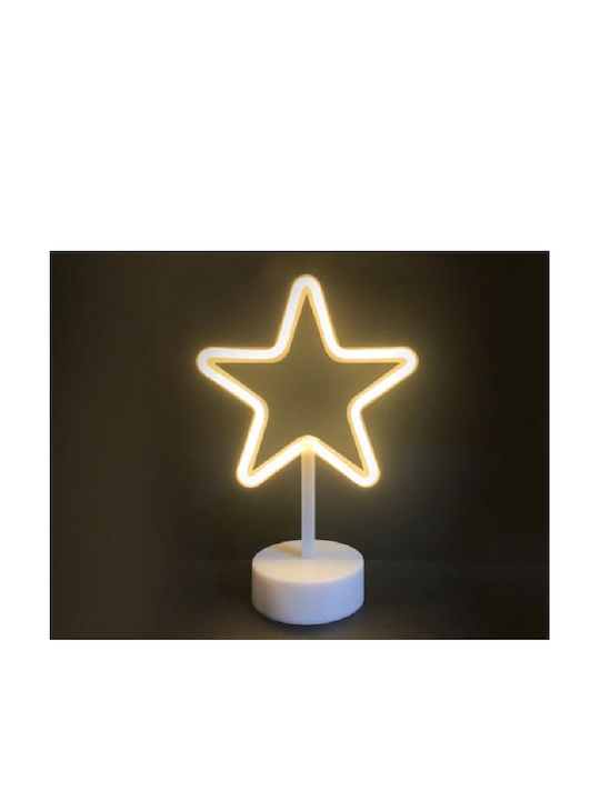 Aca Plastic Illuminated Christmas Decorative Desktop Star 19x10x28.5εκ. White