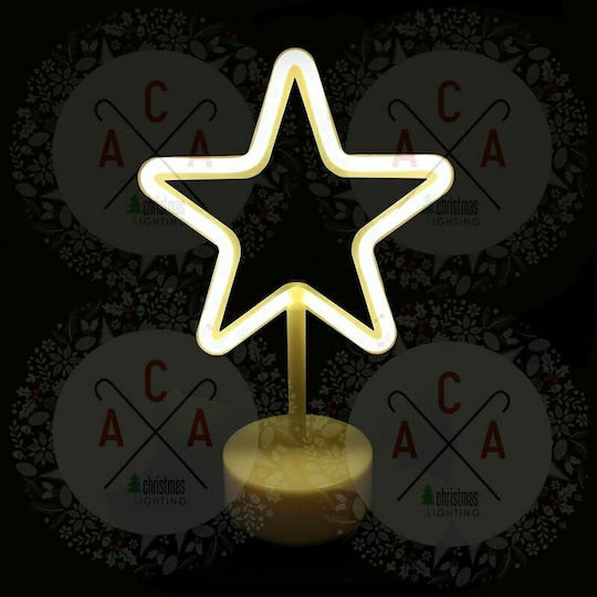 Aca Plastic Illuminated Christmas Decorative Desktop Star 19x10x28.5cm White