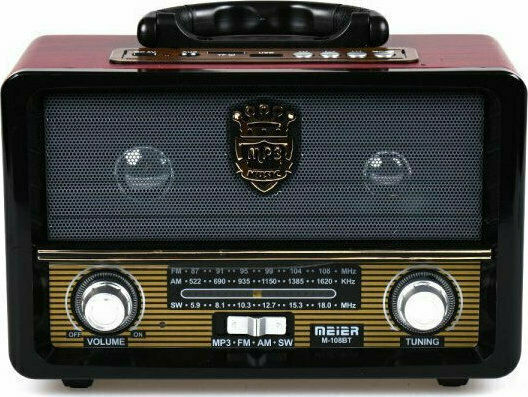 Meier M-108BT Retro Επιτραπέζιο Ραδιόφωνο Επαναφορτιζόμενο με USB Red/Black