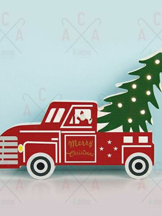 Aca Illuminated Christmas Wooden Figure Car Red Height 24.5cm