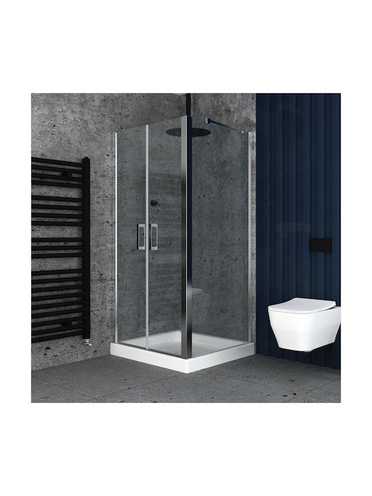 Orabella Saloon 30441 Shower Screen for Shower with Hinged Door 85-90x190cm Clean Glass