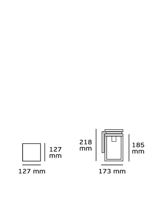 VK Lighting VK/03066/WA/B Wall-Mounted Outdoor Lantern E27 IP23 12.7x12.7x21.8cm