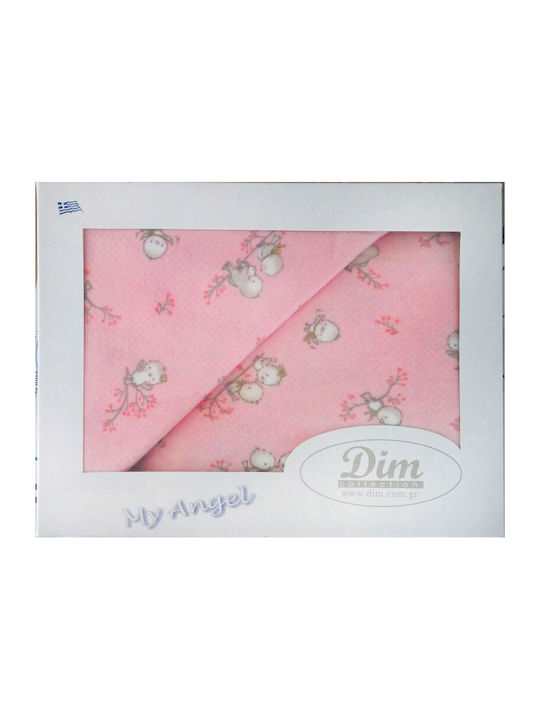 Dimcol Birds Flannel Swaddle Wrap Pink 80x80cm.