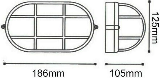 Aca Επιτοίχια Χελώνα Εξωτερική E27 IP44 18x10x12εκ.