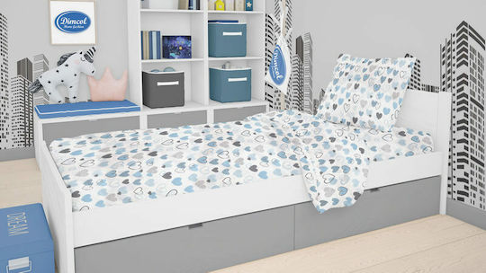 Dimcol Hearts Cotton Swaddle Wrap Light Blue 80x80cm.