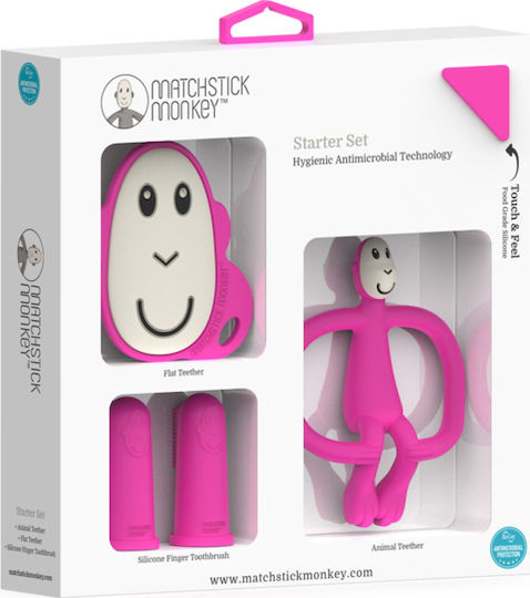 Matchstick Monkey Monkey Teething Ring from Silicone for 3 Months Plus 4 Pieces