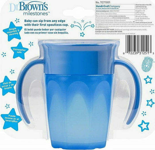 Dr. Brown's Baby Cup Cheers 360 made of Plastic Blue 200ml for 6m+m+