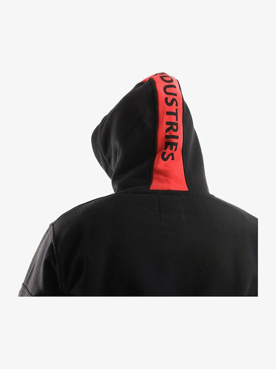 Red Stripe Sweatshirt mit Kapuze Schwarz