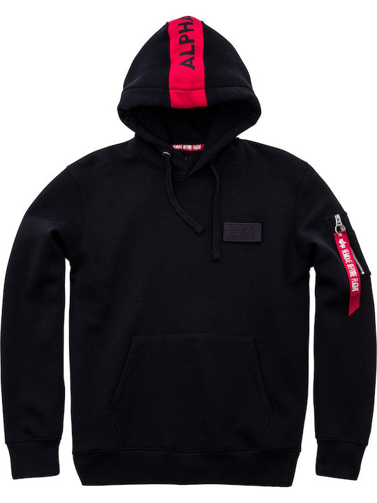 Red Stripe Sweatshirt mit Kapuze Schwarz