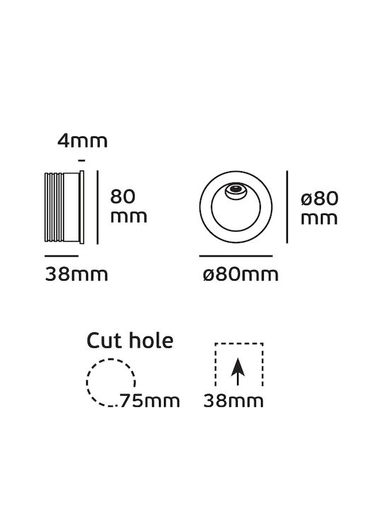 VK Lighting VK/02147/W/W Επιτοίχια Εξωτερική Πλαφονιέρα LED IP65 2W με Θερμό Λευκό Φως 8x3.8εκ.