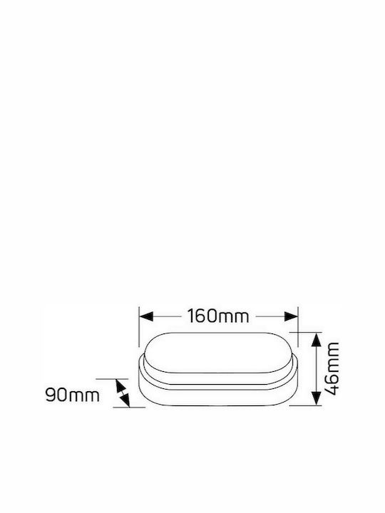 Geyer Стенна Външна Костенурка LED IP54 12W с Топло бяло Светлина 19.8x46x4.6εκ.