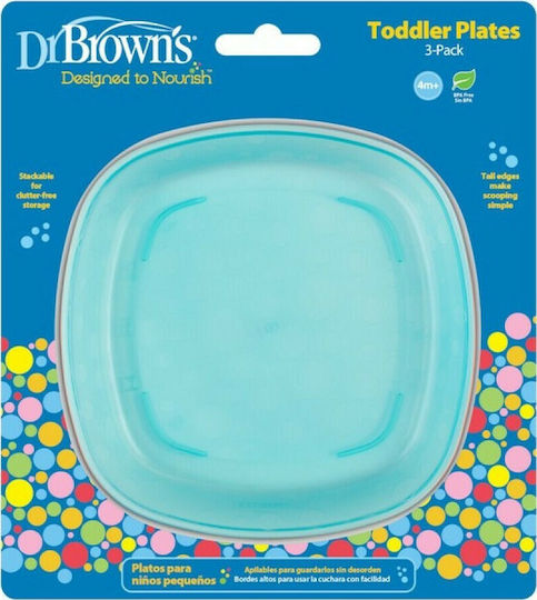 Dr. Brown's Baby Food Plate Plates made of Plastic Multicolour 3pcs