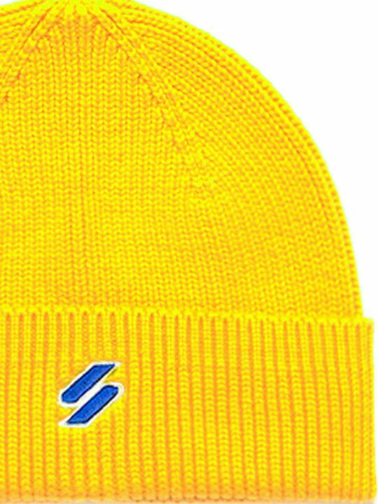 Superdry Code Beanie Unisex Σκούφος με Rib Πλέξη σε Κίτρινο χρώμα