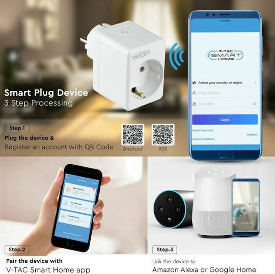 V-TAC Inteligent Un singur soclu cu 1 USB-A