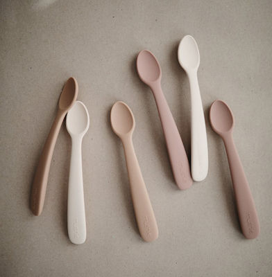 Mushie Baby Löffel Set Spoons aus Silikon 2Stück Sand