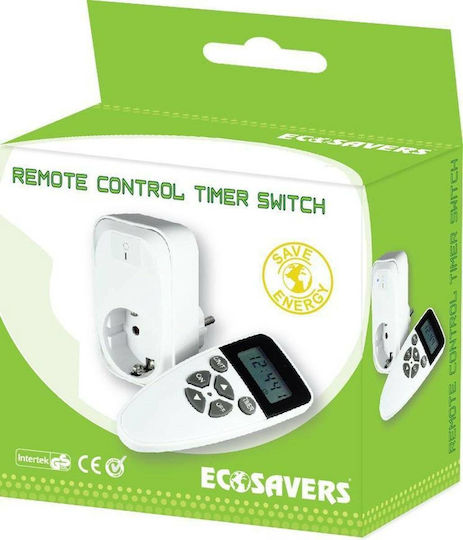 Ecosavers Remote Control Timer Switch Μονόπριζο με Τηλεχειριστήριο και Καλώδιο 8m