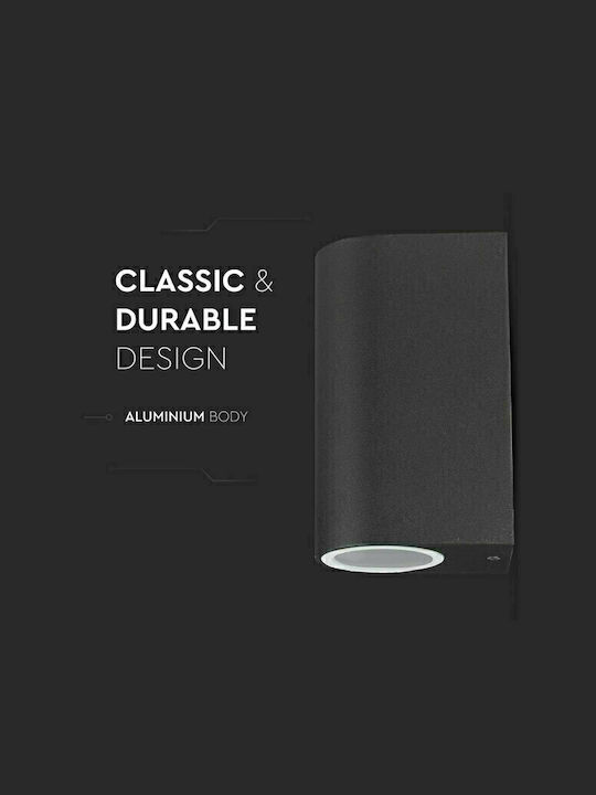 V-TAC Wall-Mounted Outdoor Spot Light GU10 IP44 Double Beam 9.2x6.8x15εκ.
