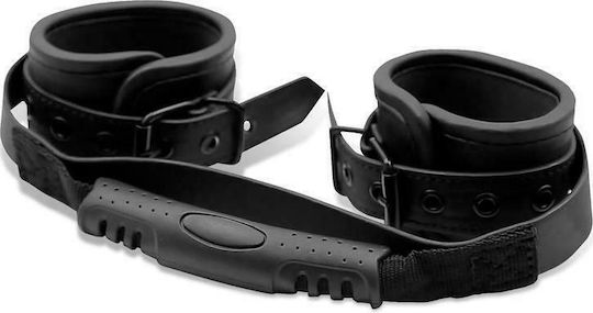 IntoYou Black Shadow Cuffs With Handle Handschellen Veganes Leder in Schwarz Farbe