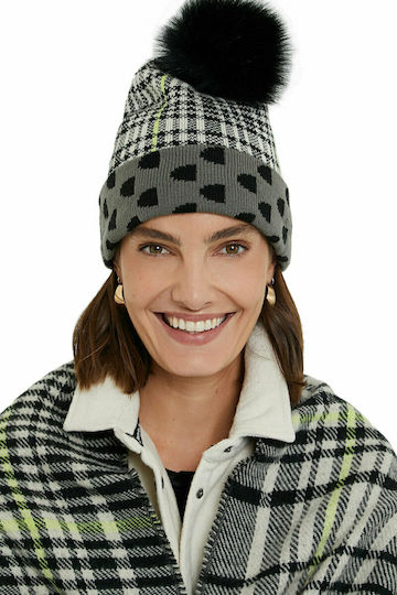 Monogram Pom Pom Beanie Frauen Beanie Gestrickt in Schwarz Farbe