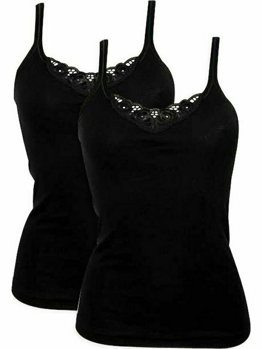 Памучно Дамски тениски Черен 2Pack