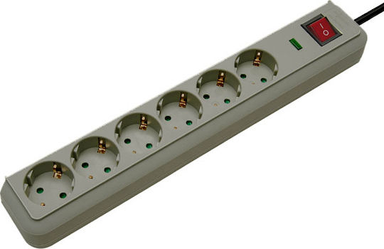 Brennenstuhl Power Strip with Surge Protection 6 Positions with Switch and Cable 1.5m Gray