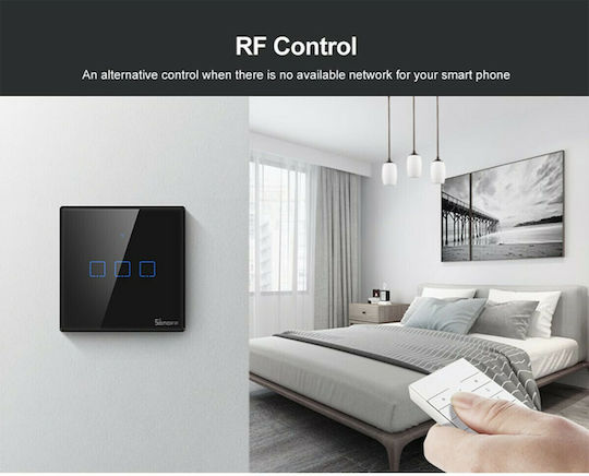 Sonoff Recessed Touch Wall Switch Wi-Fi Lighting Two-Way with Frame Black