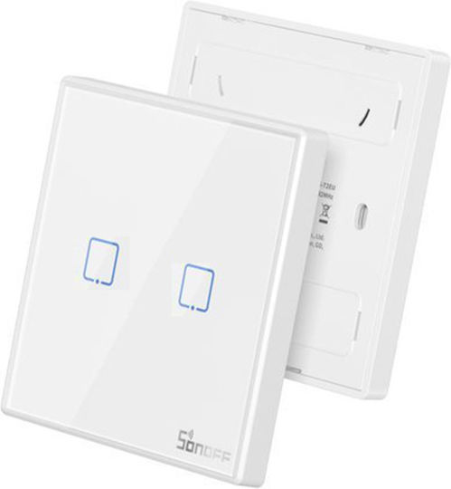 Sonoff RF-T2EU2C Elektrischer Wandtaster Berührungstaste Zwei-Wege mit Rahmen Weiß