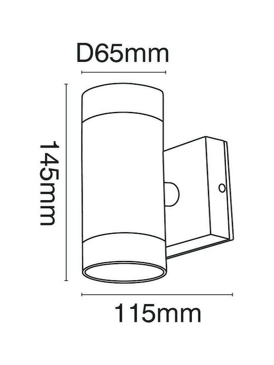 VK Lighting VK/01057/AN Wall-Mounted Outdoor Spot GU10 IP54 Double Beam