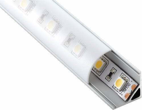 Aca Corn Extern Aluminiumprofil für LED-Streifen Ecke mit Opal Abdeckung 200x1.5x1.5cm