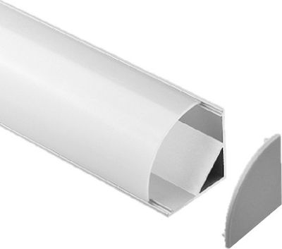Spot Light External Angular LED Strip Aluminum Profile with Opal Cover 200x1.6x1.6cm