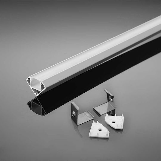 V-TAC Extern Aluminiumprofil für LED-Streifen Ecke mit Opal Abdeckung 200x1.9x1.9cm