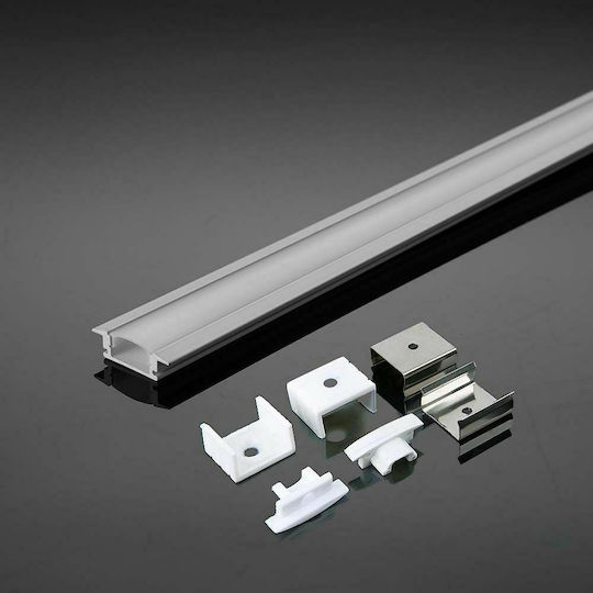 V-TAC Gemauert Aluminiumprofil für LED-Streifen mit Opal Abdeckung 200x2.4x0.7cm
