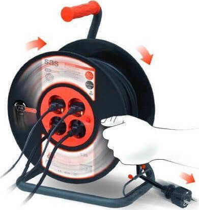 SAS Extension Reel Cord 3 x 1.5mm²/25m Black