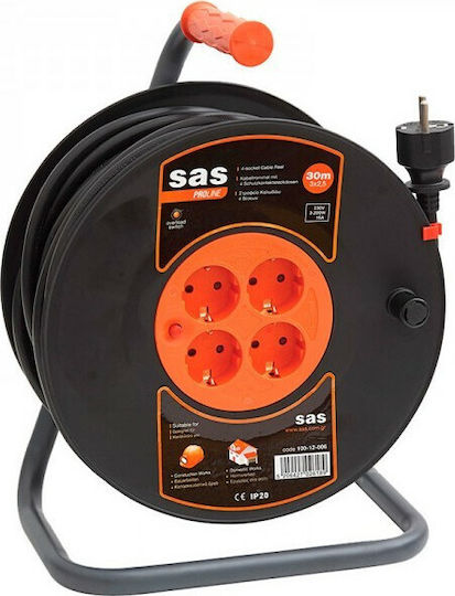 SAS Extension Reel Cord 3 x 1.5mm²/25m Black