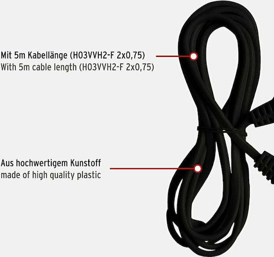 Brennenstuhl BCR2040 Extension Cable Cord 2 x 0.75mm²/5m Black