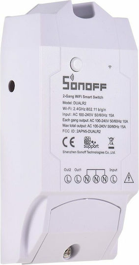 Sonoff DUALR2 Smart Ενδιάμεσος Διακόπτης Wi-Fi σε Λευκό Χρώμα