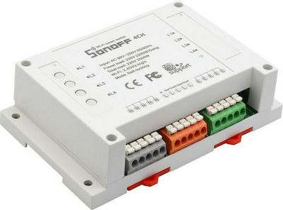 Sonoff 4CH R2 Smart Ενδιάμεσος Διακόπτης Wi-Fi σε Λευκό Χρώμα
