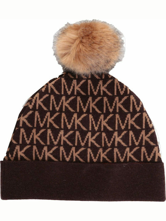 Pom Pom Beanie Beanie Knitted Chocolate