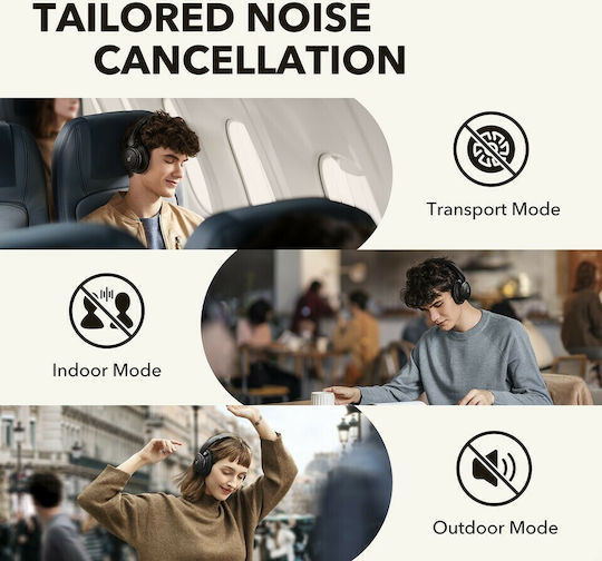 Soundcore by Anker Life Q30 Hybrid Ασύρματα / Ενσύρματα Over Ear Ακουστικά με 40 ώρες Λειτουργίας Μαύρα
