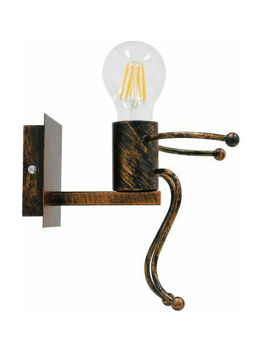 GloboStar Little Man Iron Rust Μοντέρνο Φωτιστικό Τοίχου με Ντουί E27 Καφέ 12x17εκ.