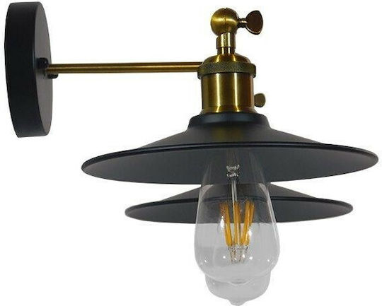 GloboStar Industrial Industrial Wall Lamp with E27 Lamp Bulb Base Black 21x18cm