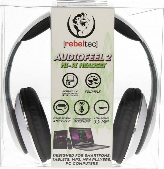 Rebeltec Audiofeel 2 Ενσύρματα Over Ear Ακουστικά Λευκά