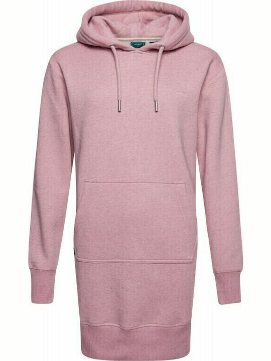 Mini Sport Dress Long Sleeve Hooded Pink