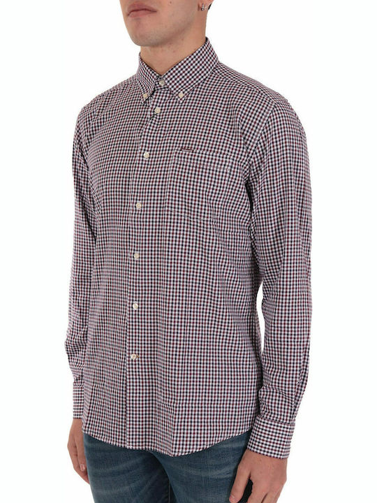 Padshaw Long-sleeved Cotton Shirt Checked Burgundy