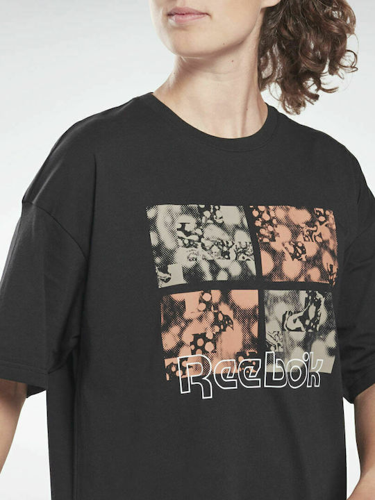 Reebok Essentials Graphic Γυναικείο Αθλητικό T-shirt Μαύρο